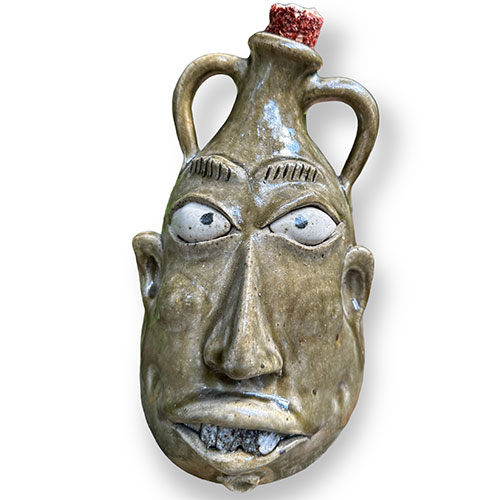 Wayne Hewell 10" Rock Tooth Double Handle Face Jug DP4509